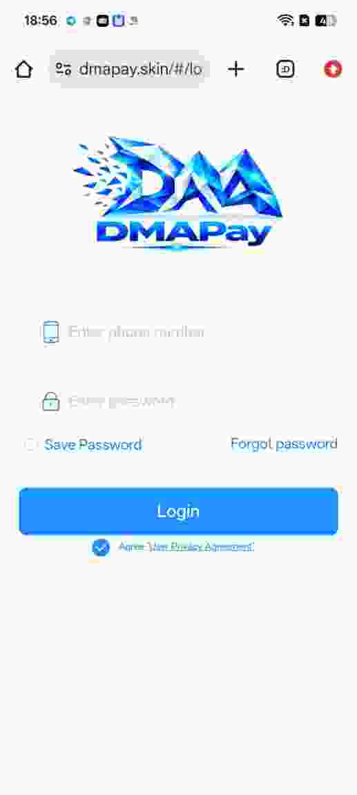 Dmapay login screen preview